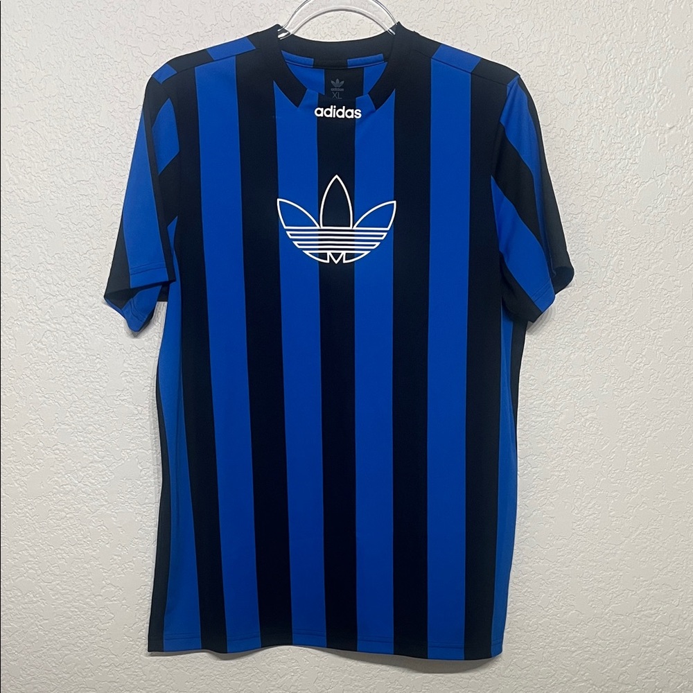 Adidas Kids Striped Blue and Black Jersey